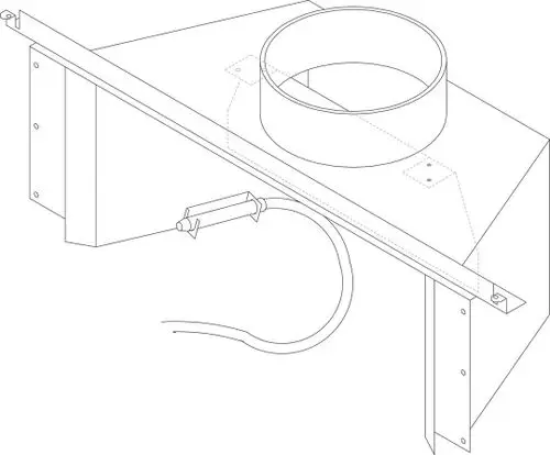 Bosch Abgassammler mit einem runden Auslass und einem kabelartigen Anschluss. Das Produkt zeigt eine einfache, funktionale Form ohne sichtbare Maße.